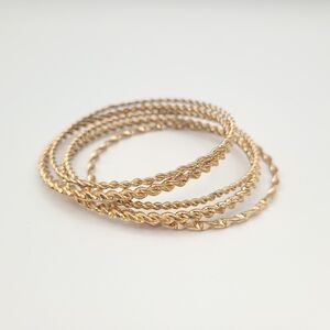 Gold Tone Braided Bangle Set Stackable Bracelets Lot of 5 - ☀️ 3/$40